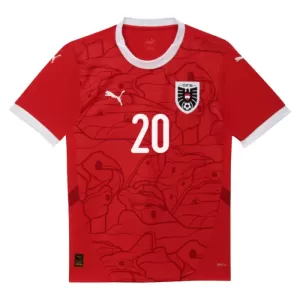 Maillot De Foot Autriche Konrad Laimer 20 Domicile Euro 2024