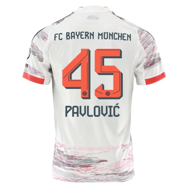 Maillot De Foot FC Bayern Munich Aleksandar Pavlovic 45 Extérieur 25/26 Maillot De Foot FC Bayern Munich Aleksandar Pavlovic 45 Extérieur 25/26
