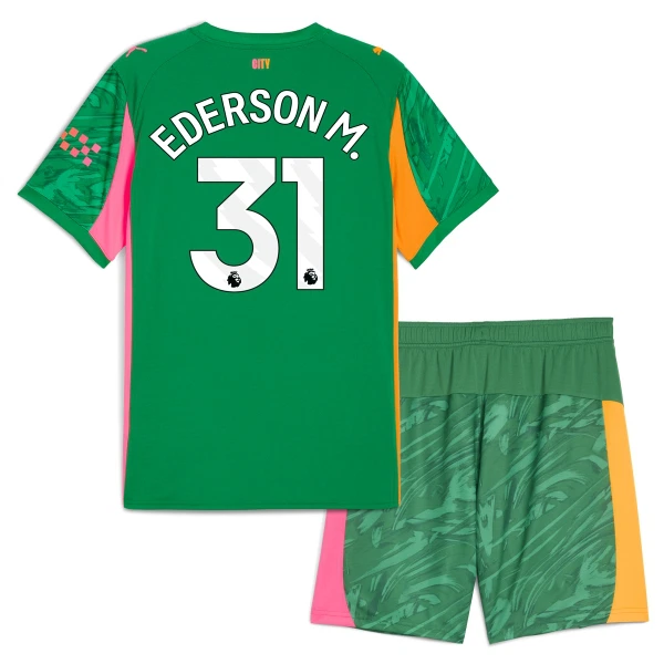 Kit De Football Gardien Manchester City Ederson Moraes M. 31 Enfant 25/26 Vert Kit De Football Gardien Manchester City Ederson Moraes M. 31 Enfant 25/26 Vert