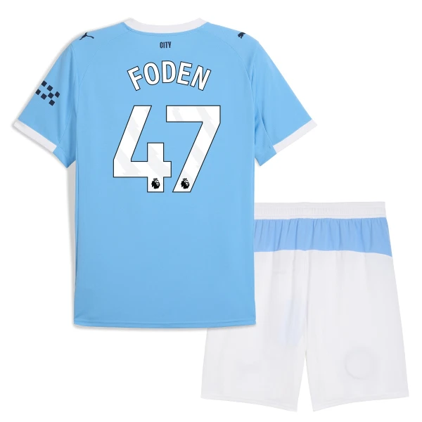 Kit De Football Manchester City Phil Foden 47 Enfant Domicile 25/26 Kit De Football Manchester City Phil Foden 47 Enfant Domicile 25/26
