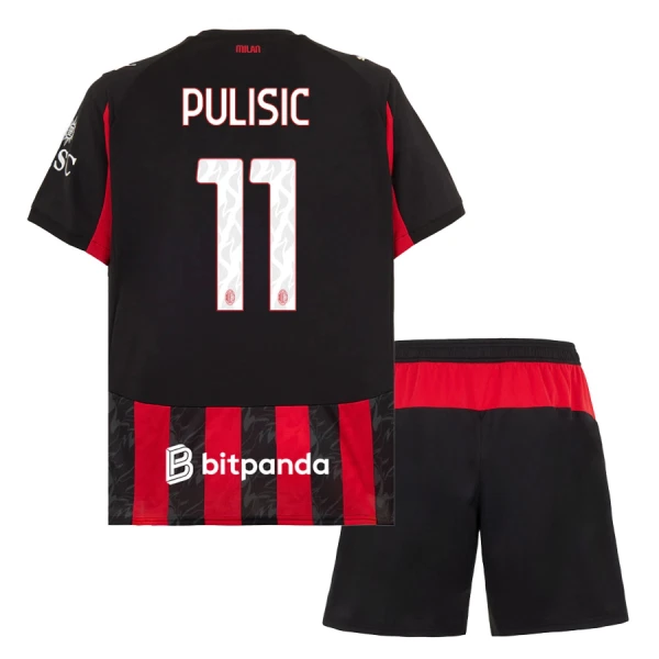 Kit De Football Milan AC Christian Pulišić 11 Enfant Domicile 25/26 Kit De Football Milan AC Christian Pulišić 11 Enfant Domicile 25/26