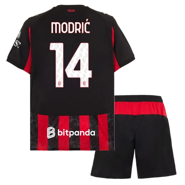 Kit De Football Milan AC Luka Modric 14 Enfant Domicile 25/26 Kit De Football Milan AC Luka Modric 14 Enfant Domicile 25/26