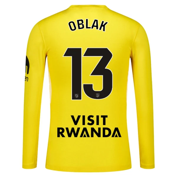 Maillot De Foot Gardien Atlético Madrid Jan Oblak 13 25/26 Manches Longues Jaune