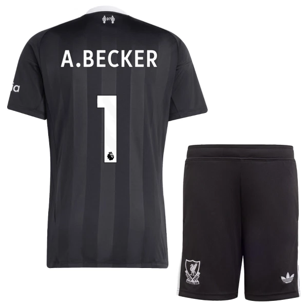 Kit De Football Gardien Liverpool Alisson Becker 1 Enfant 25/26 Noir
