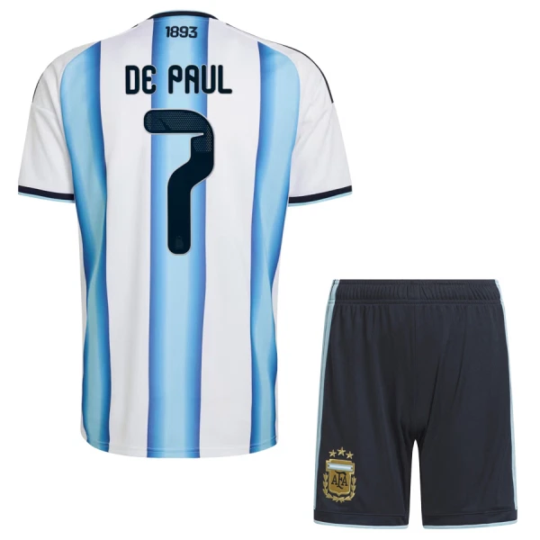 Kit De Football Argentine Rodrigo de Paul 7 Enfant Domicile Coupe du Monde 2026