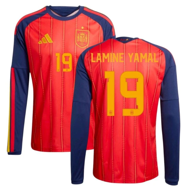 Maillot De Foot Espagne Lamine Yamal 19 Domicile Coupe du Monde 2026 Manches Longues