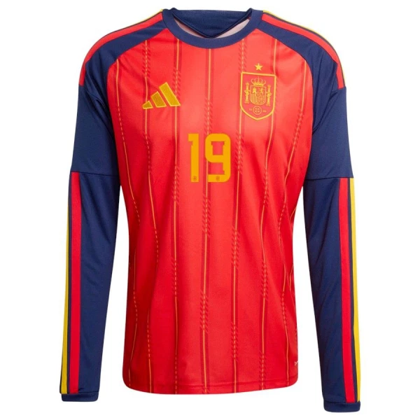 Maillot De Foot Espagne Lamine Yamal 19 Domicile Coupe du Monde 2026 Manches Longues
