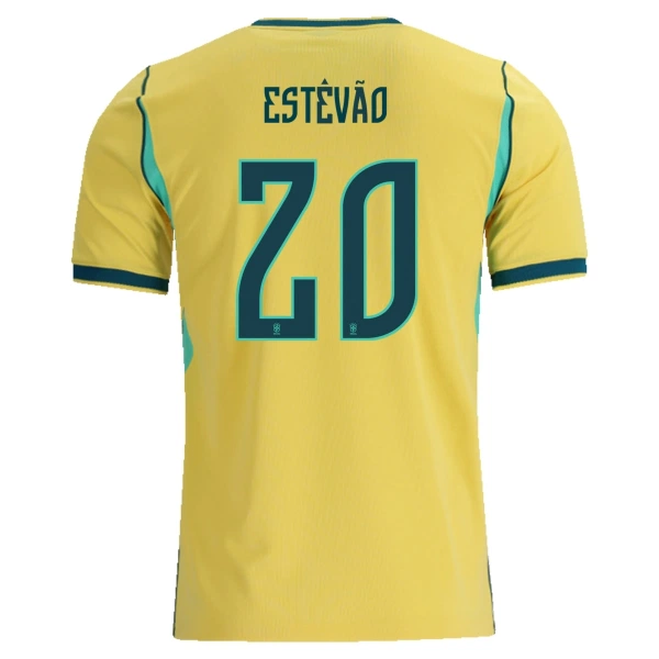 Maillot De Foot Brésil Estevao 20 Domicile Coupe du Monde 2026