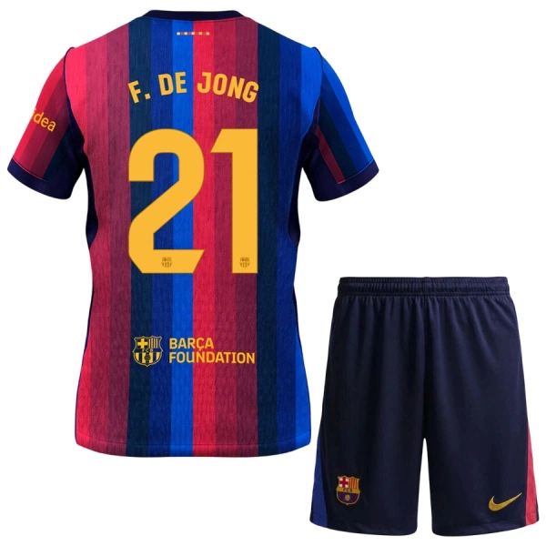 Kit De Football FC Barcelone Frenkie de Jong 21 Enfant Domicile 26/27 Kit De Football FC Barcelone Frenkie de Jong 21 Enfant Domicile 26/27